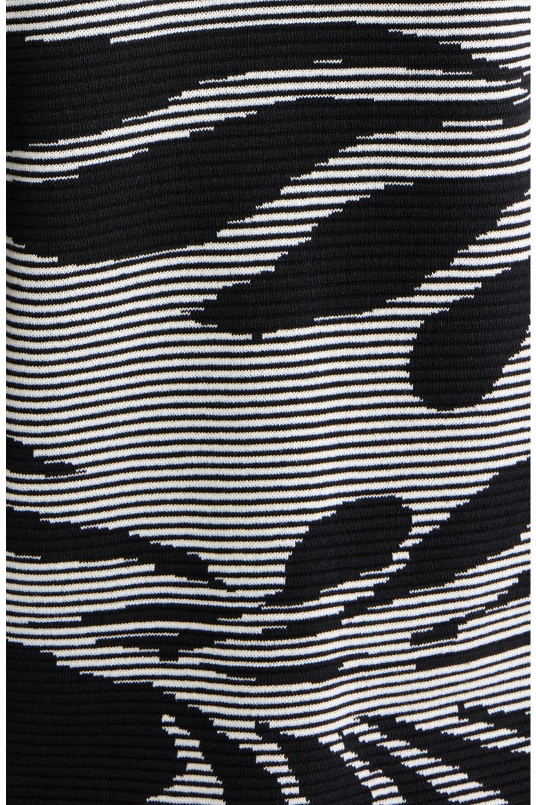 Ottoman Jacquard Short Sleeve Cardigan, Alternate, color, ANNE BLACK/ WHITE DOVE
