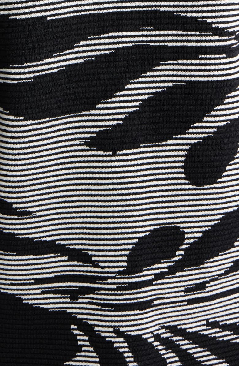 Anne Klein Ottoman Jacquard Short Sleeve Cardigan, Alternate, color, Anne Black/ White Dove