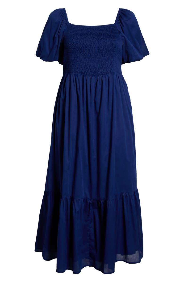 SUGARLIPS Bluebell Smocked Cotton Maxi Dress, Alternate, color, Navy