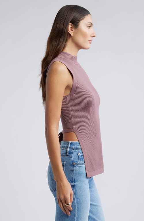 Open Edit Luxe Sculpt Side Split Rib Top In Purple Taupe