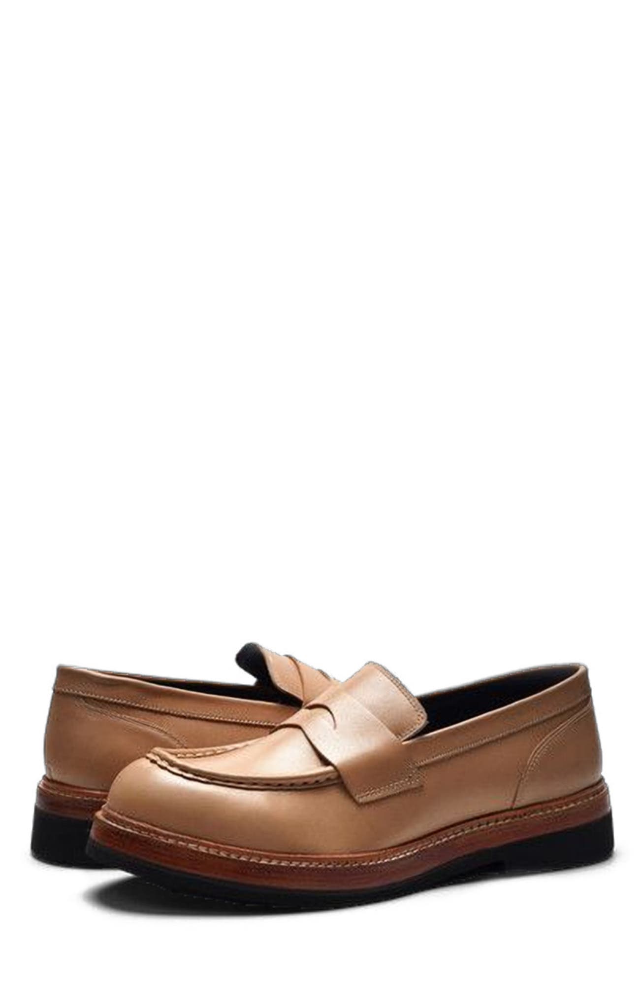 A. Veer Rhodes Penny Loafer, Alternate, color, Sand Leather