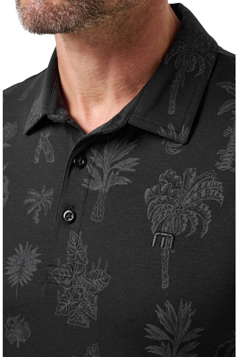 Palm Tree Print Jersey Polo, Alternate, color, BLACK
