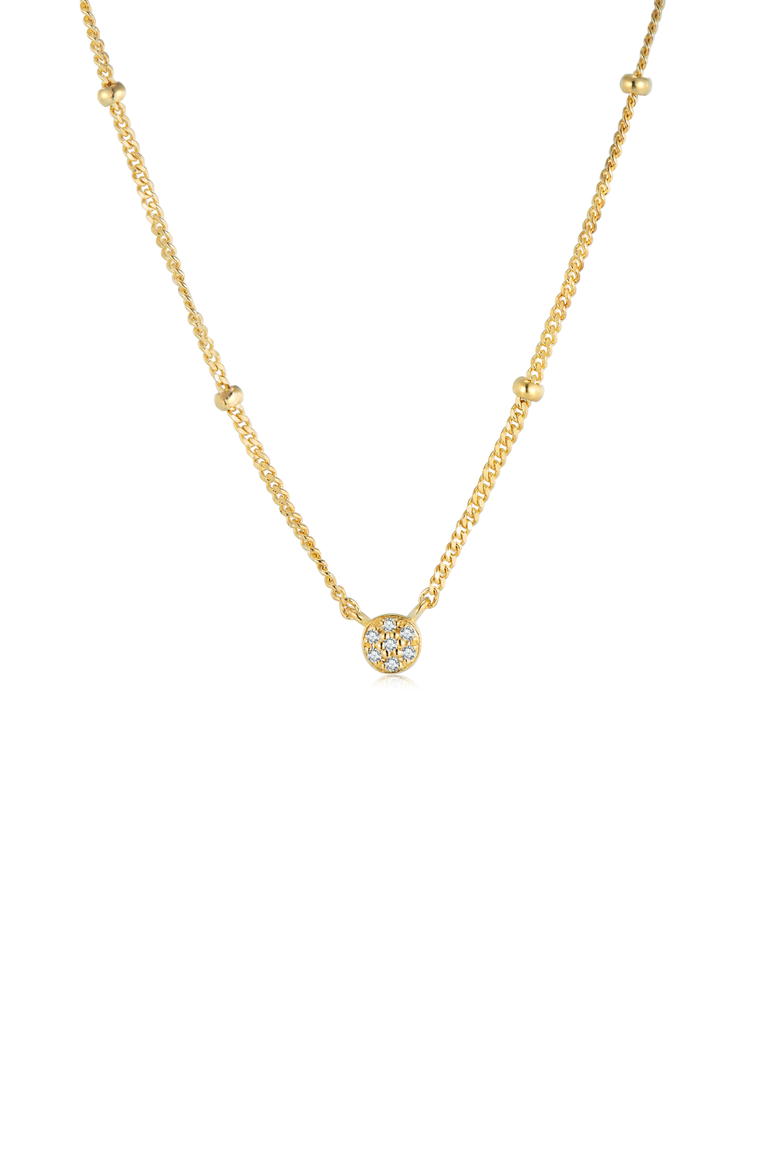 First Beaded Diamond Necklace |  7 natural diamonds | 925 Sterling Silver | Necklace | 16 - 17.5 in | Yellow 18k-Gold Plated, Alternate, color, Yellow 18k Gold Plated