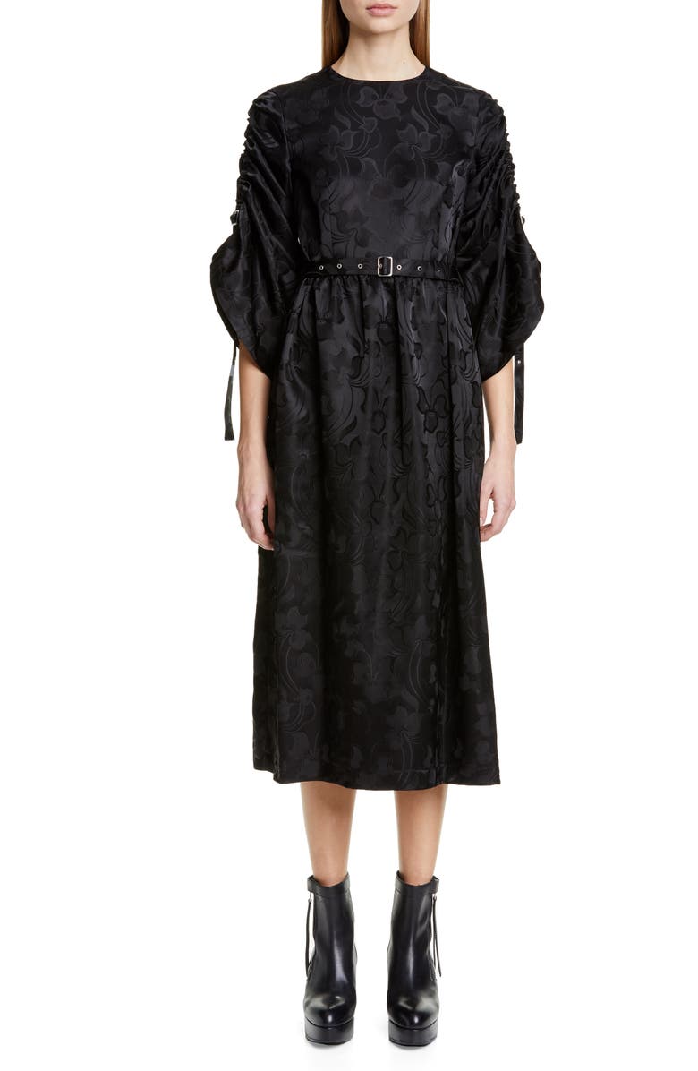 Noir Kei Ninomiya Belted Floral Jacquard Midi Dress, Main, color, 