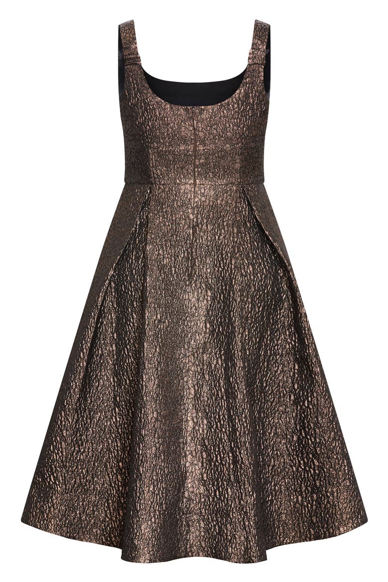 Rosella Jacquard Fit & Flare Midi Dress, Alternate, color, METALLIC BRONZE
