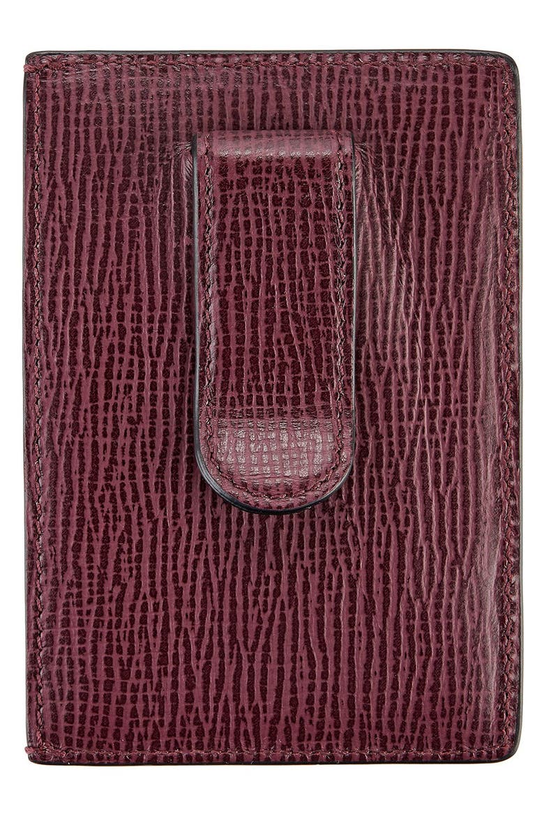 Monaco Leather Money Clip Card Case, Alternate, color, MERLOT