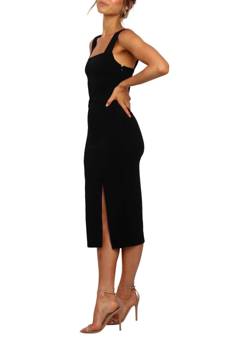 Hyatt Square Neck Sleeveless Midi Dress, Alternate, color, BLACK