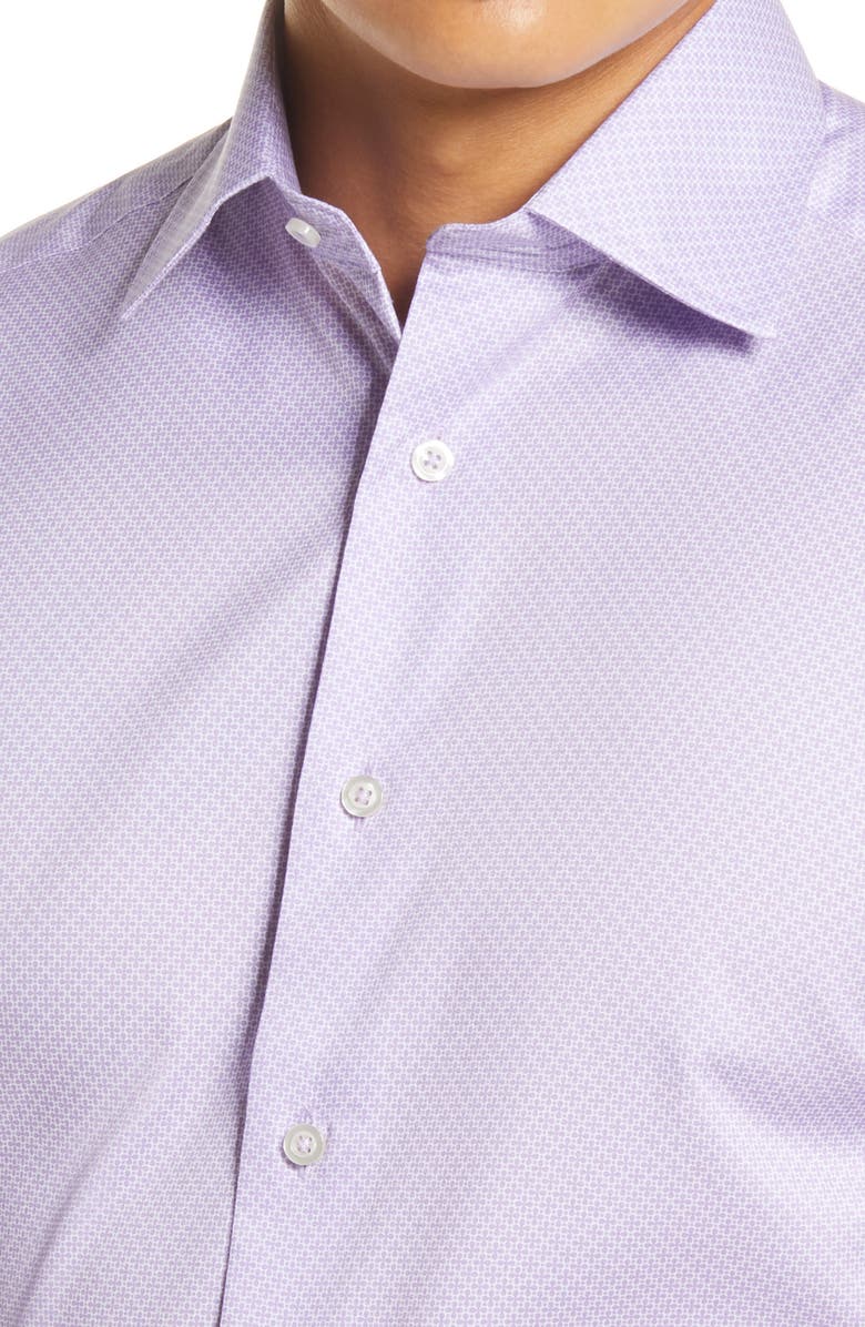 David Donahue Trim Fit Micro Floral Print Dress Shirt, Alternate, color, 