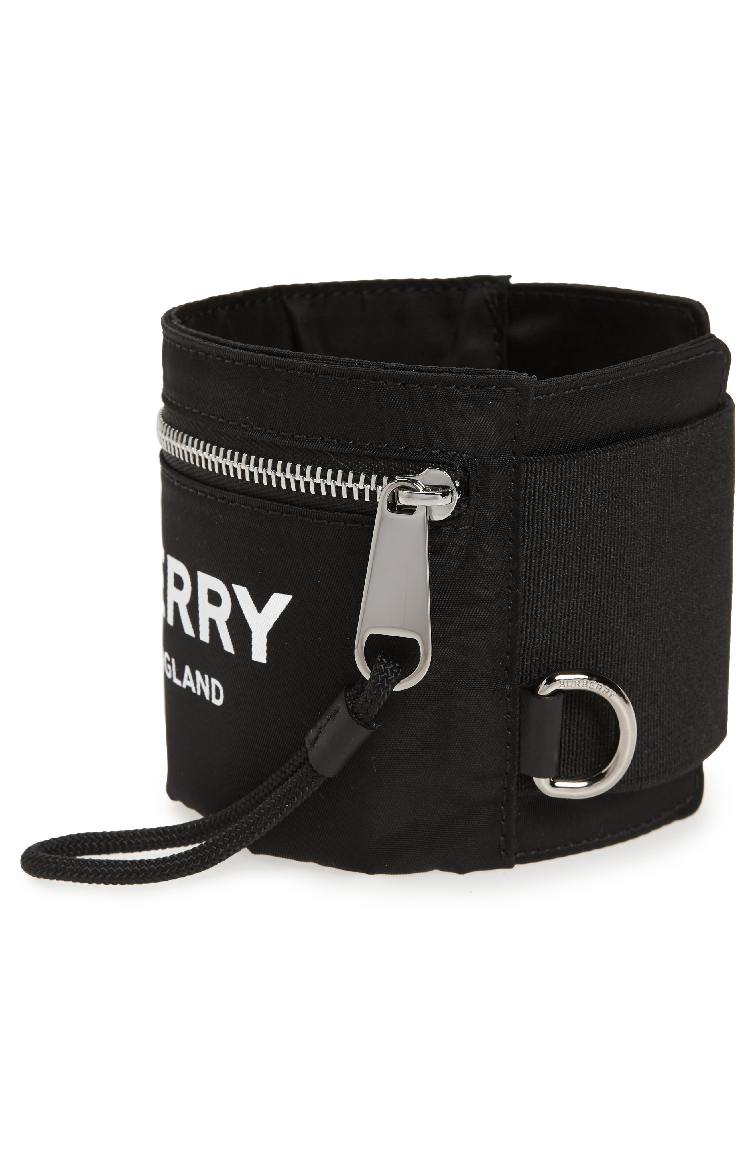 Burberry Logo Nylon Pocket Armband, Alternate, color, 