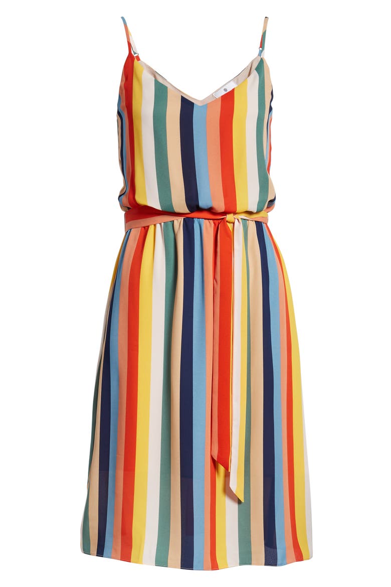 Tie Waist Sundress, Alternate, color, MULTI STIRPE
