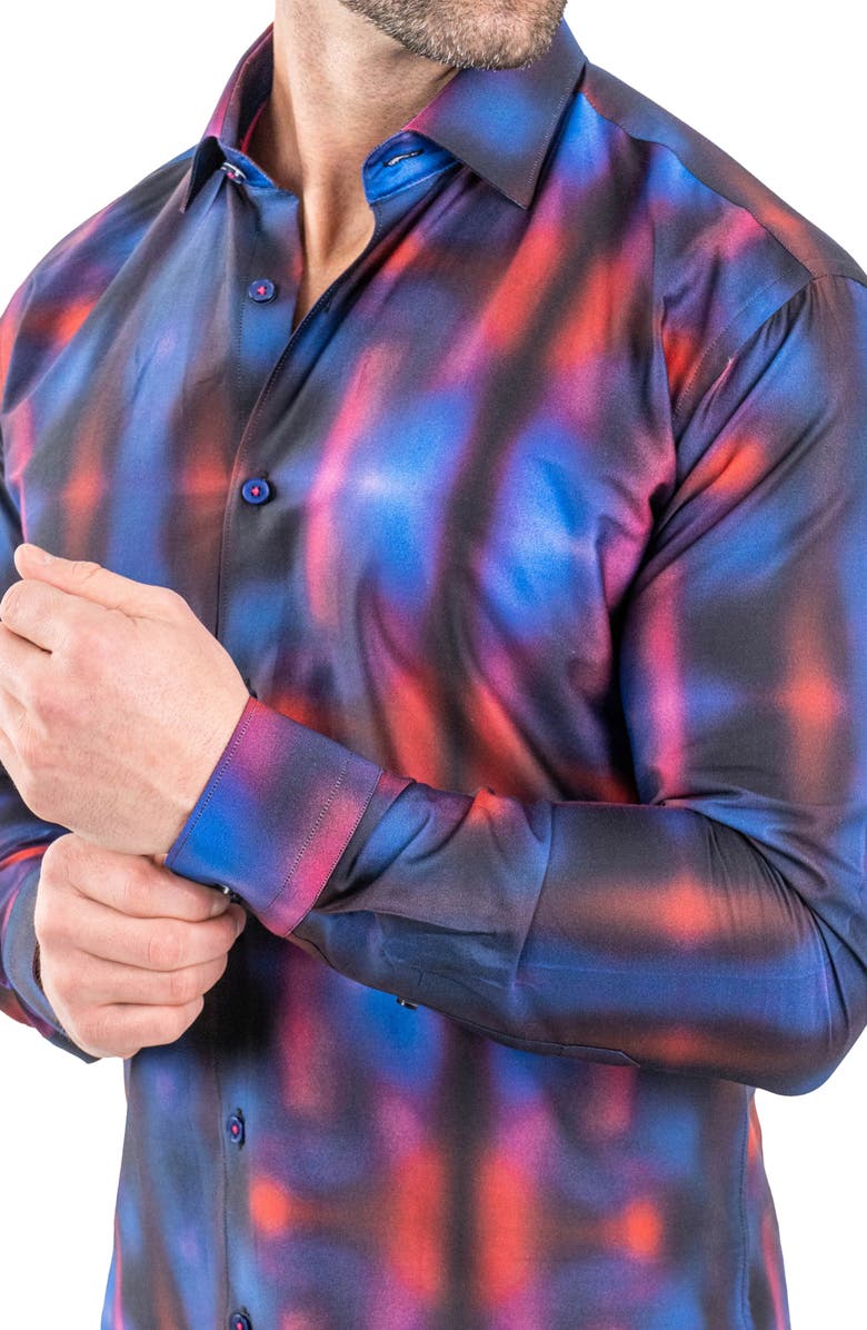 Maceoo Fibonacci Twilight Black Contemporary Fit Button-Up Shirt, Alternate, color, 