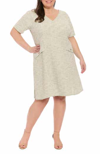 London Times Bouclé Metallic Tweed Dress