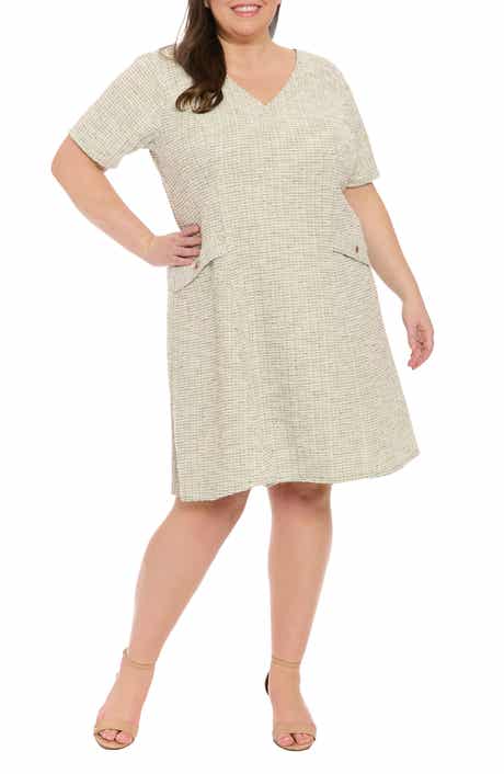 London Times Bouclé Metallic Tweed Dress