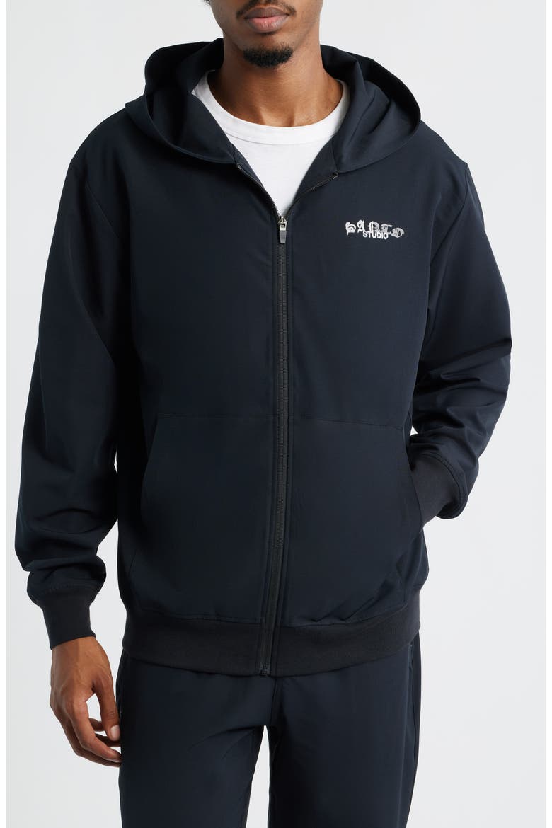 Tempo Tech Water Resistant Hooded Jacket, Alternate, color, BLACK