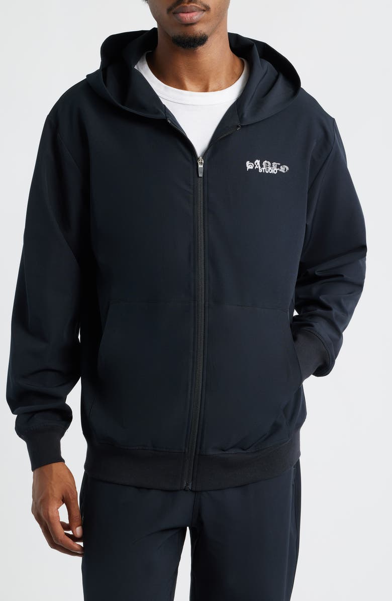 SANTO STUDIO Tempo Tech Water Resistant Hooded Jacket, Alternate, color, Black