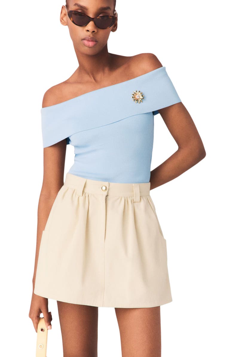 maje Cotton skort, Alternate, color, Ecru