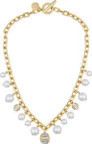 Vince Camuto Pearl Chain Link Toggle Necklace
