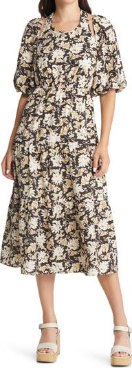 Moon River Square Neck Floral Belted Midi main image 0