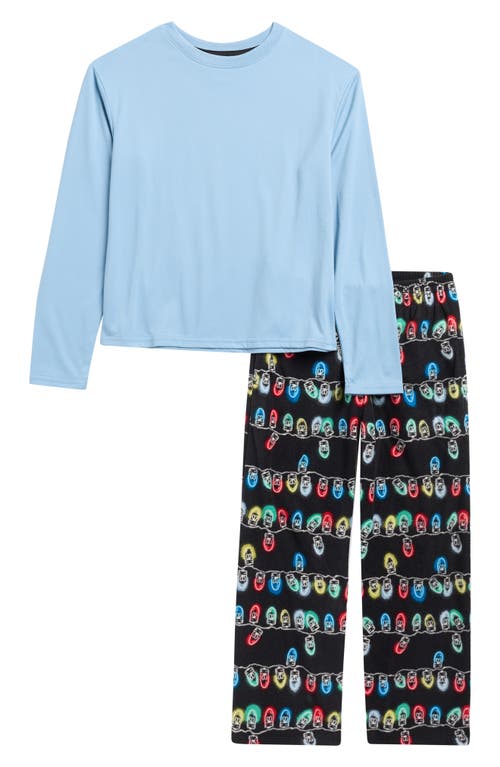 Nordstrom Kids' Long Sleeve Henley T-shirt & Fleece Pajama Pants Set In Blue