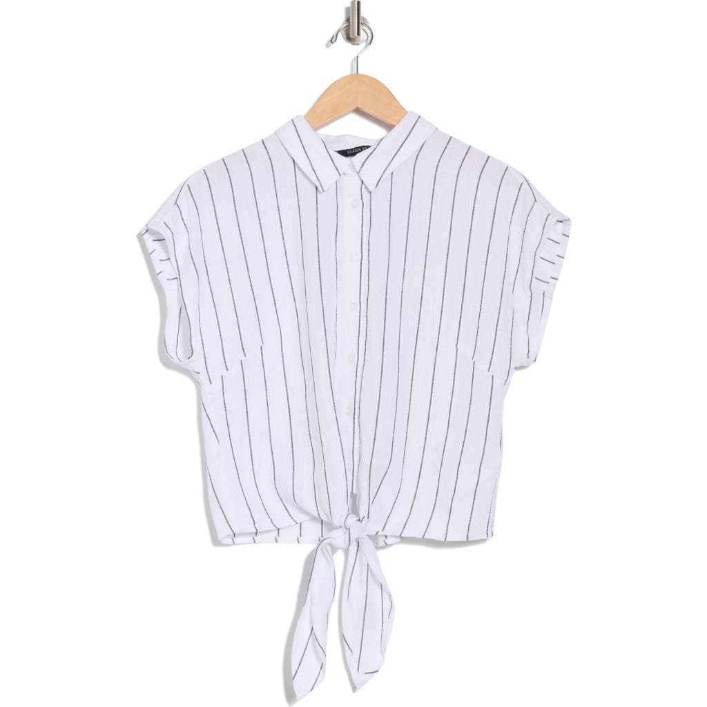 Ellen Tracy Tie Hem Button Front Top