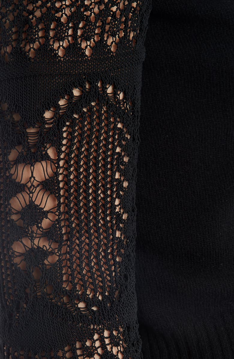 McQueen Alexander McQueen Crochet Sleeve Wool Sweater, Alternate, color, 