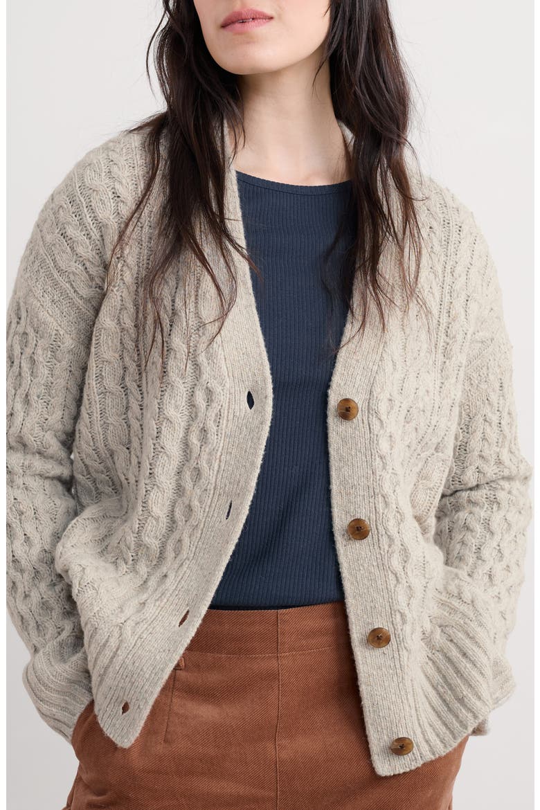 Newlyn Merino Wool Blend Cardigan, Main, color, KNIT MELANGE ARAN