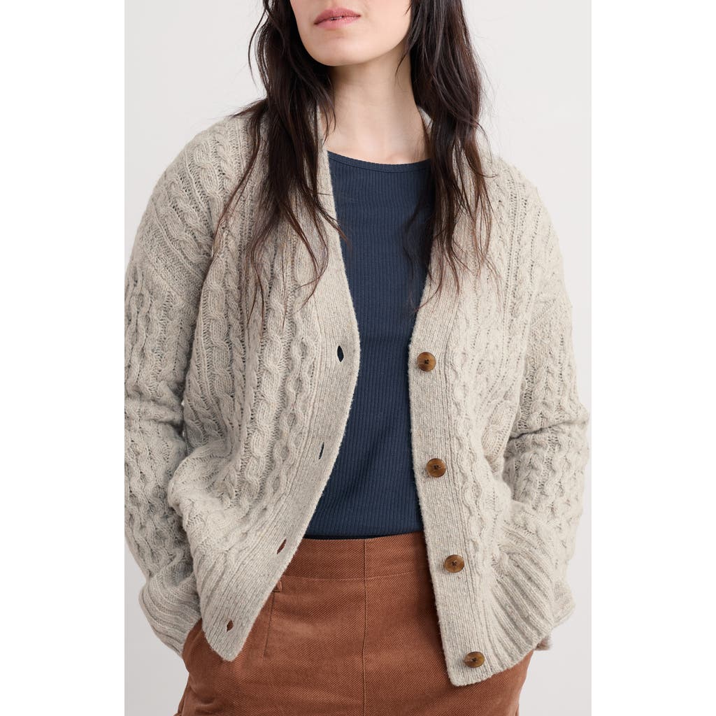 Seasalt Cornwall Newlyn Merino Wool Blend Cardigan In Neutral