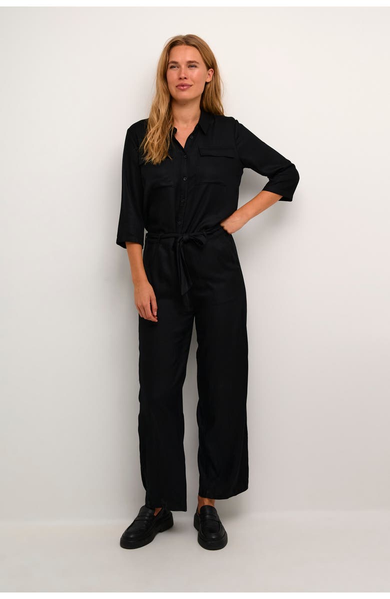 Kaffe Ruthie Half Sleeve Button Jumpsuit, Alternate, color, Black Deep