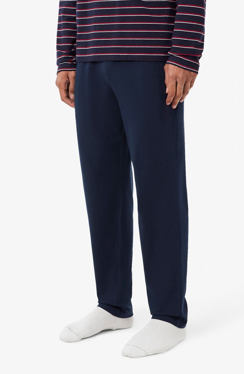 Lacoste Cotton Pajamas, Alternate, color, Navy Blue/ Red-White