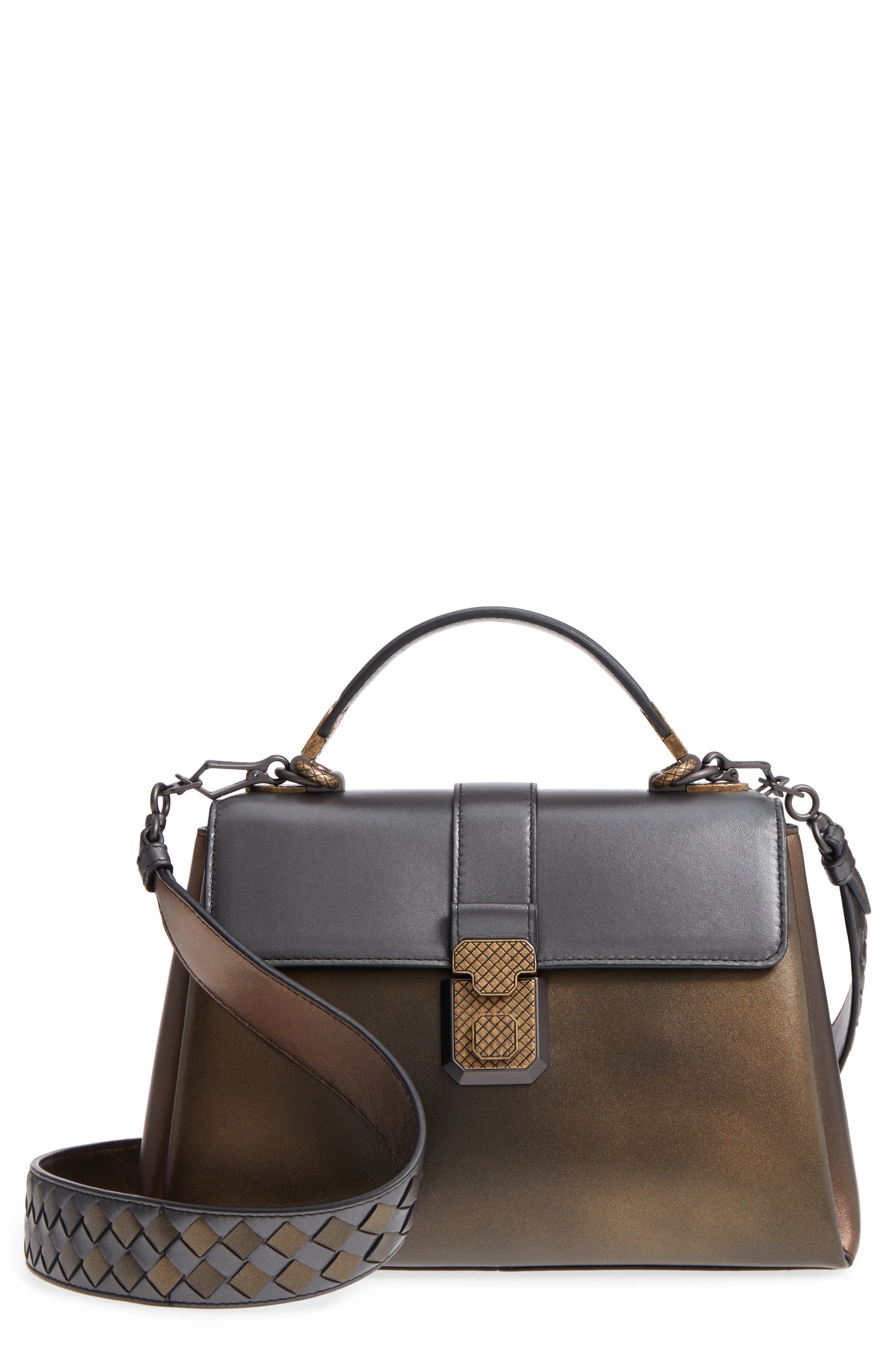 Bottega Veneta Small Piazza Tricolor Metallic Leather Handbag, Main, color, 