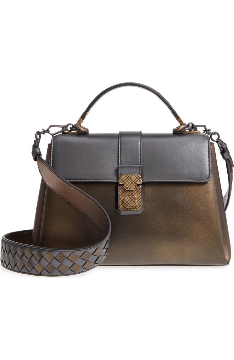 Bottega Veneta Small Piazza Tricolor Metallic Leather Handbag, Main, color,