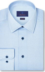 David Donahue Regular Fit Geometric Cotton Dress Shirt