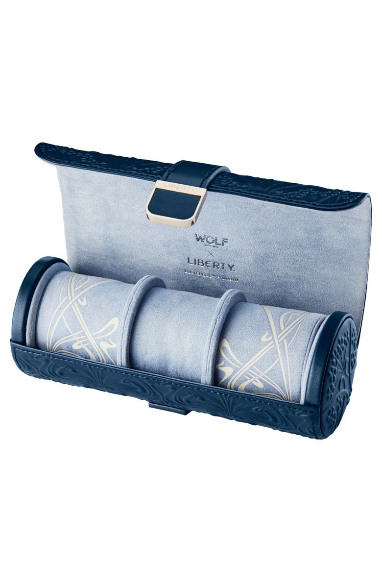 WOLF X LIBERTY Triple Watch Roll, Alternate, color, Navy