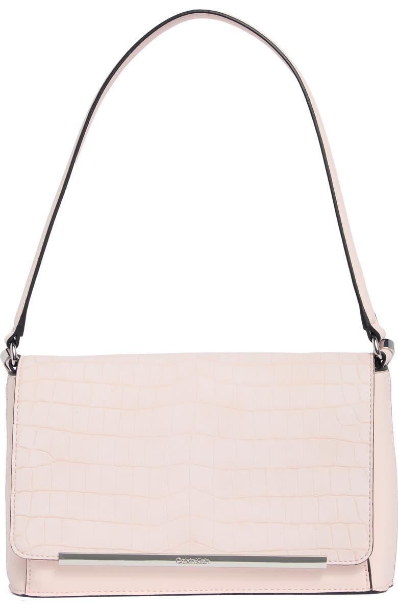 Calvin Klein Alia Croc Embossed Shoulder Bag, Main, color, Parfait