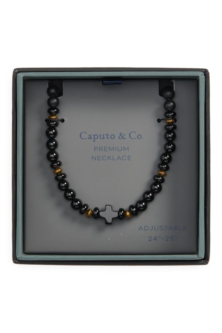 Cross Gemstone Necklace, Main, color, BLACK ONYX