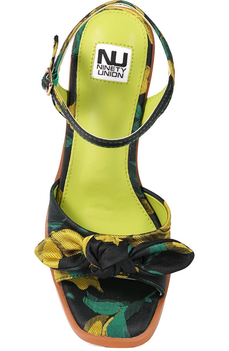 NINETY UNION Nora Bow Ankle Strap Sandal, Alternate, color, Green Multi