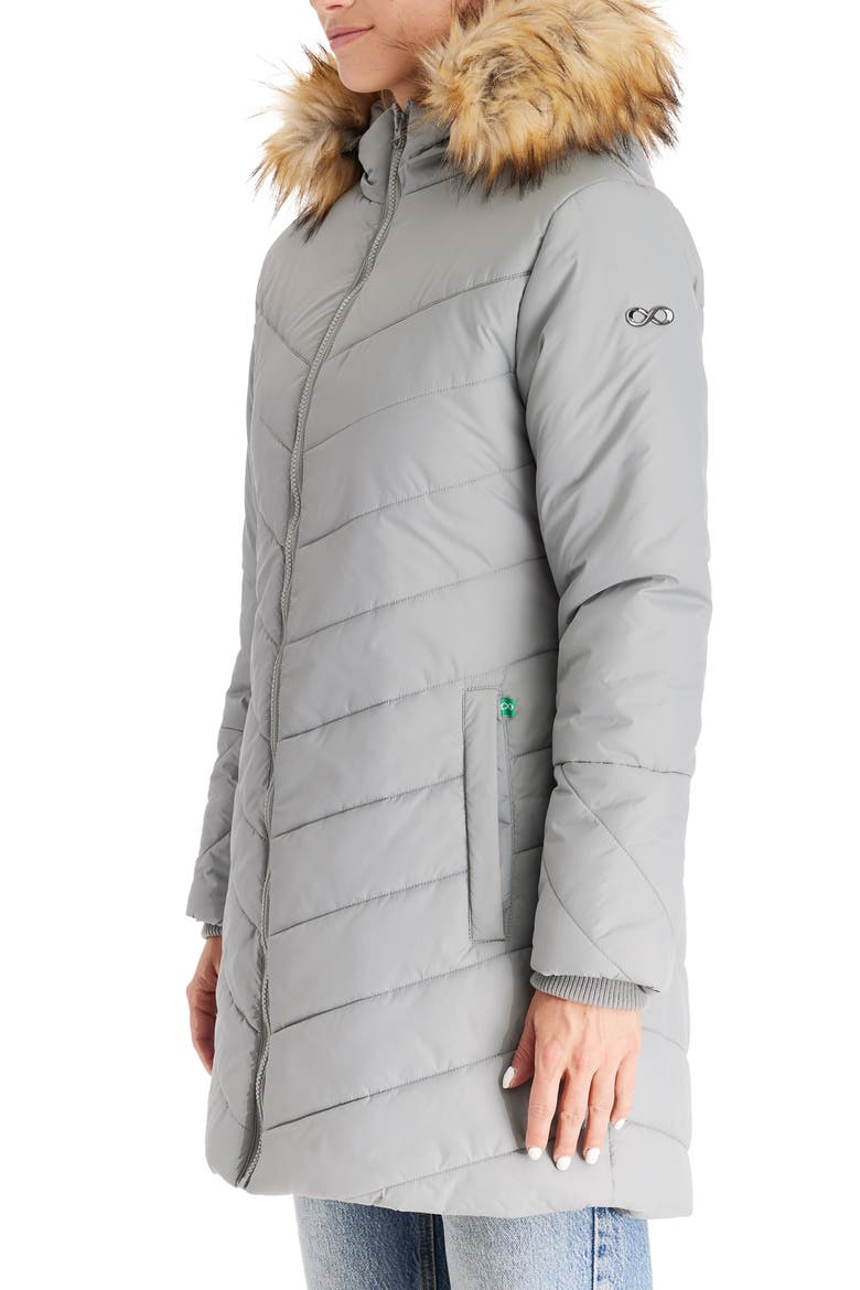Faux Fur Trim Convertible Puffer 3-in-1 Maternity Jacket, Alternate, color, GRAPHITE