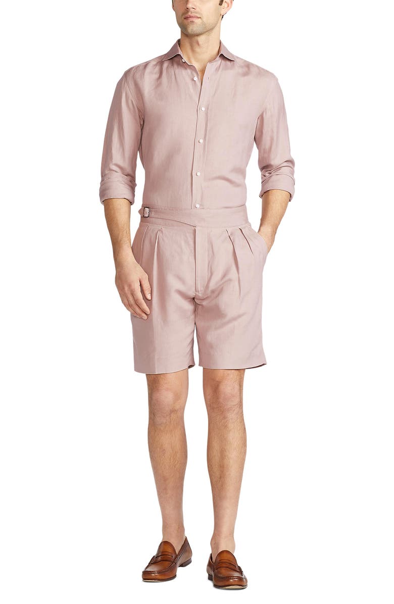 Ralph Lauren Purple Label Silk & Linen Button-Up Shirt, Alternate, color, 