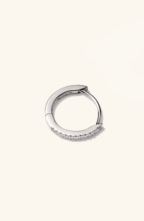 Single Pavé Diamond Huggie Hoop