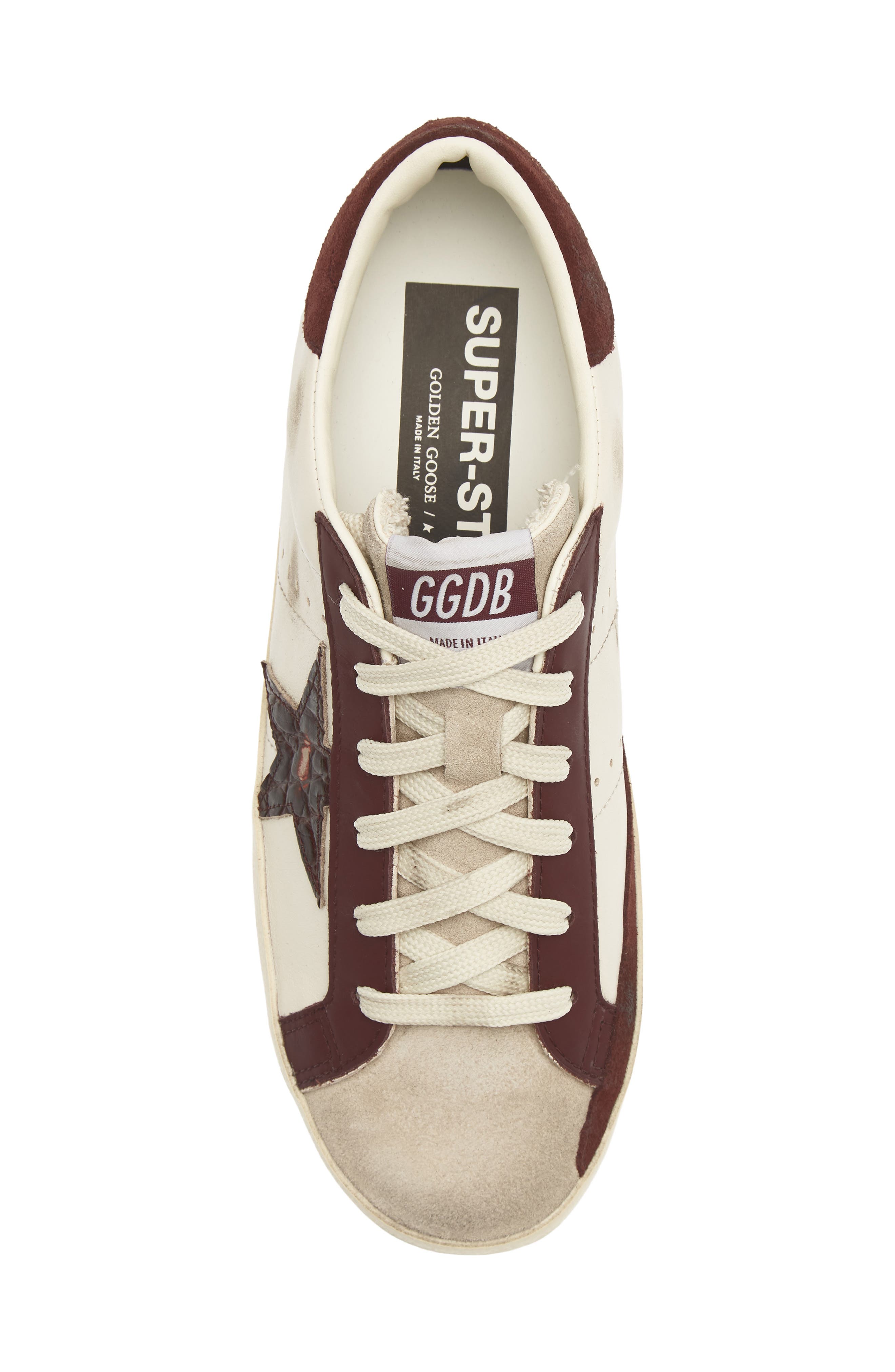 Super-Star Low Top Sneaker, Alternate, color, BUTTER/ BEIGE/ BURGUNDY