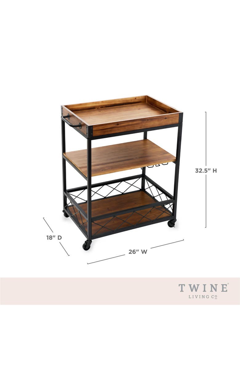 TWINE Modern Manor Bar Cart, Alternate, color, Brown