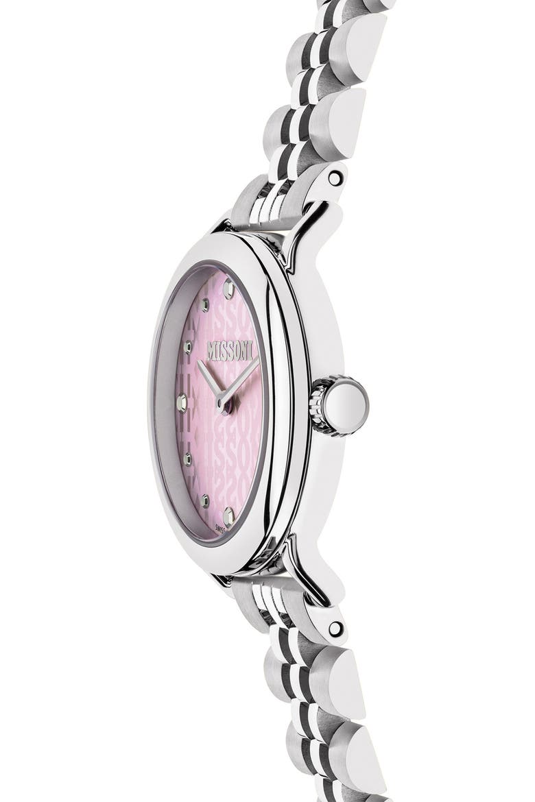 Mini Monogram Swiss Quartz Bracelet Watch, 28mm, Alternate, color, STAINLESS STEEL