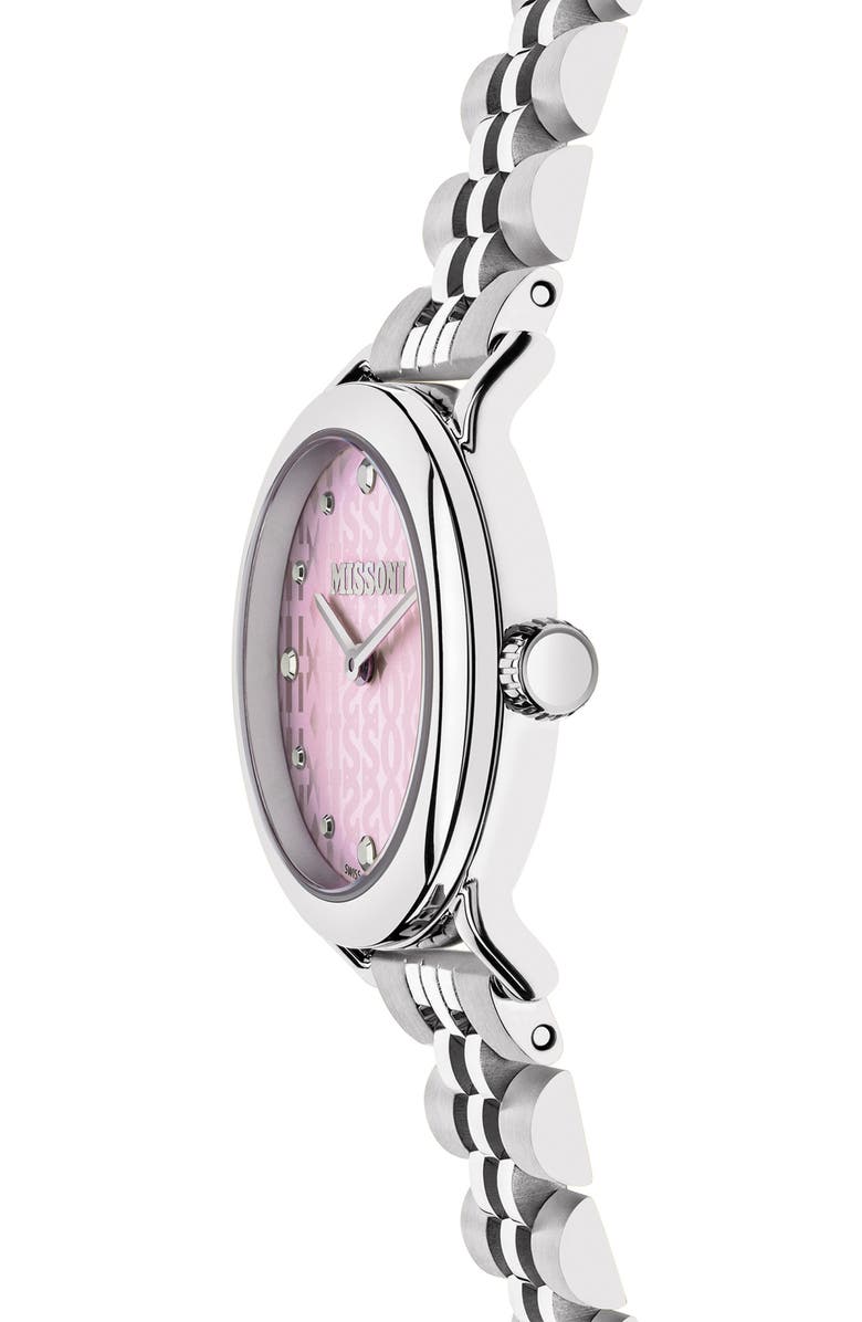 Missoni Mini Monogram Swiss Quartz Bracelet Watch, 28mm, Alternate, color, Stainless Steel