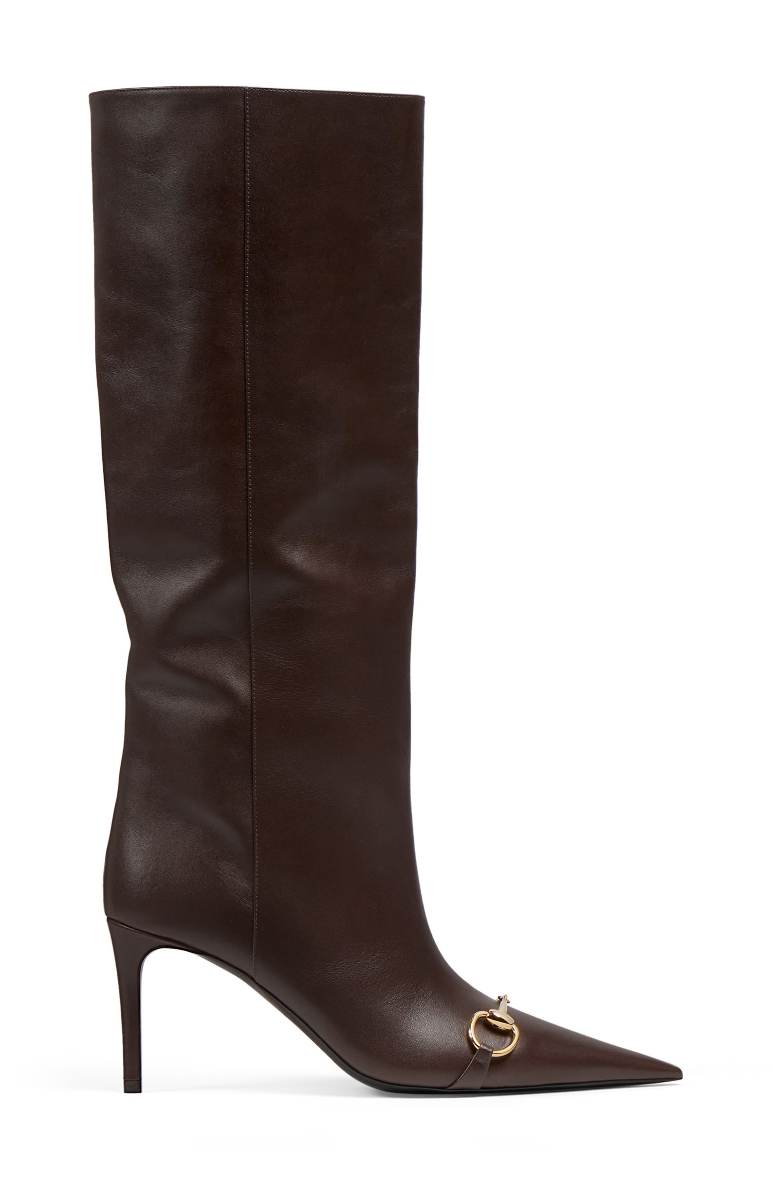 Horsebit Pointed Toe Knee High Boot, Alternate, color, 2714 SPICED BROWN