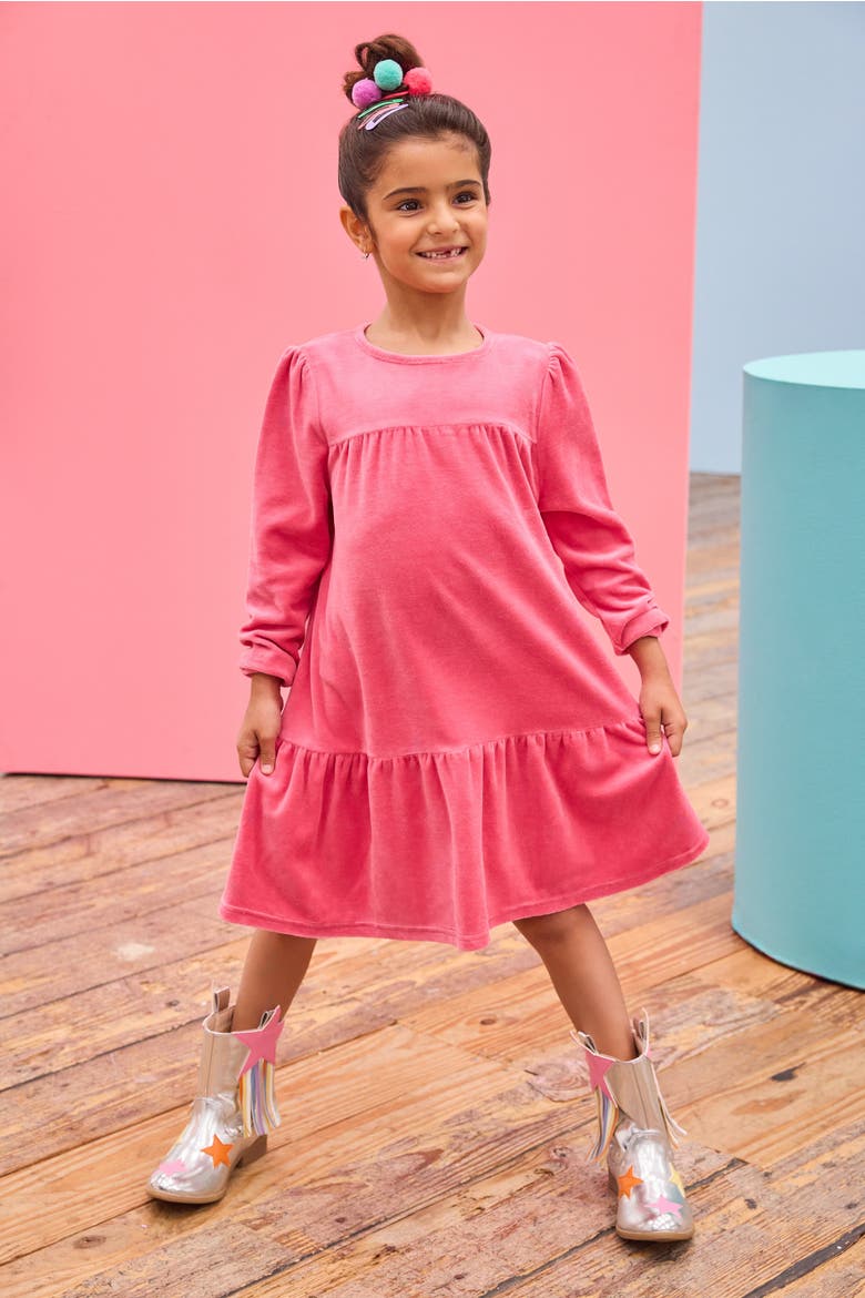 Kids' Velour Lisle Dress, Alternate, color, Tulip Velour