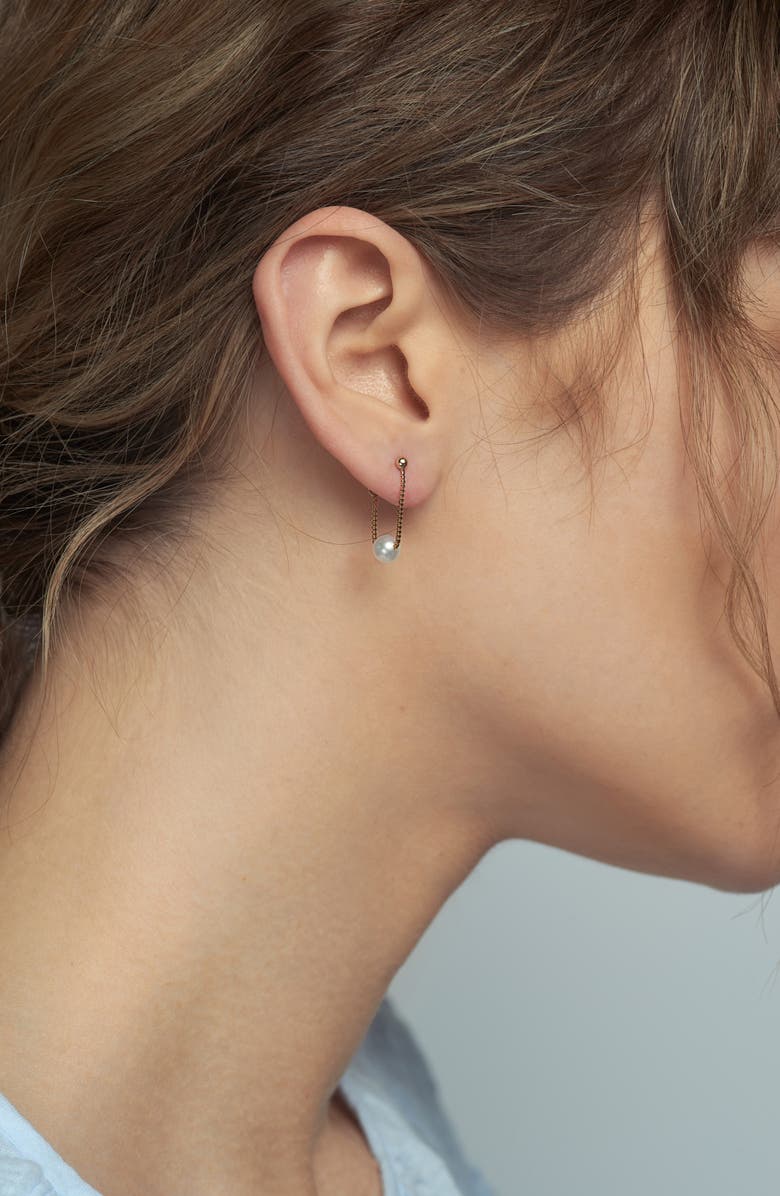 Poppy Finch Cultured Pearl Box Chain Wrap Earrings, Alternate, color,