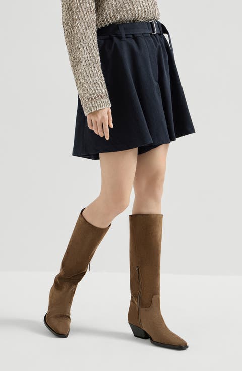 Crêpe chevron skirt-pants