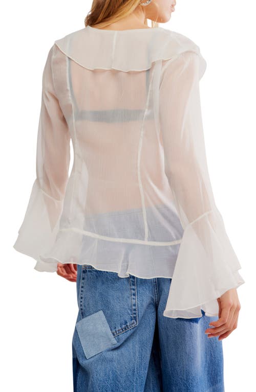 Free People Tulula Ruffle Chiffon Top In White