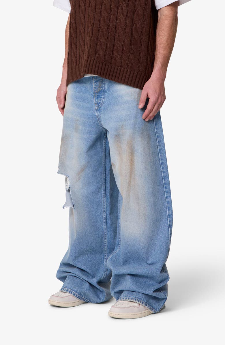 mnml Baggy Distressed Rave Denim Jeans, Alternate, color,