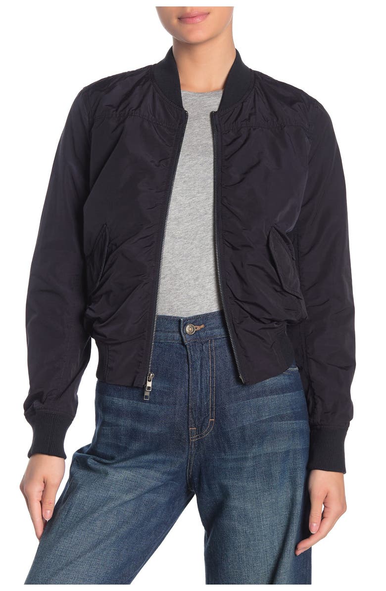 Vince Shrunken Crop Bomber Jacket, Main, color, Coastal